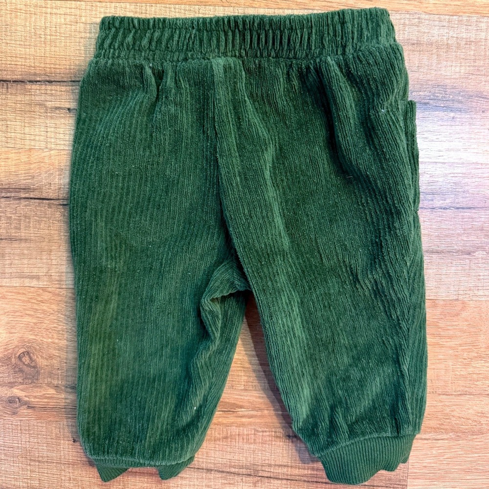 Organic Cotton Easy-Peasy Green Corduroy Jogger Pants 6M Baby Trousers